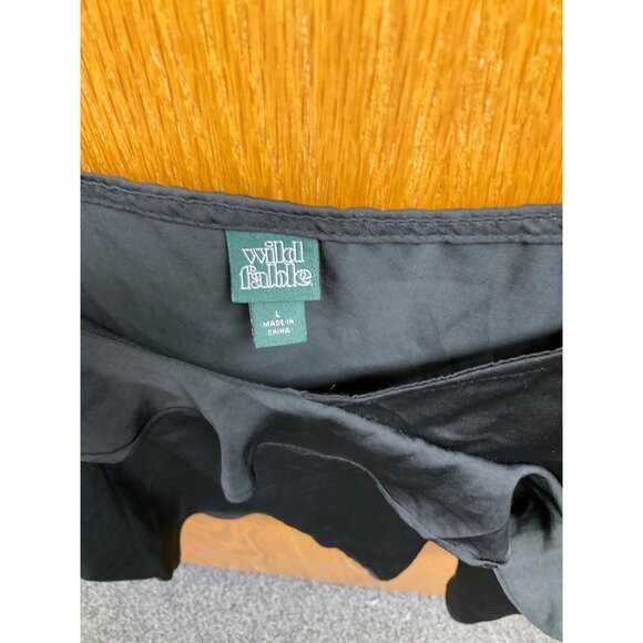 Women's Sleeveless V-Neck Ruffle Front Satin Cami Top - Wild Fable Black L - Picture 5 of 8